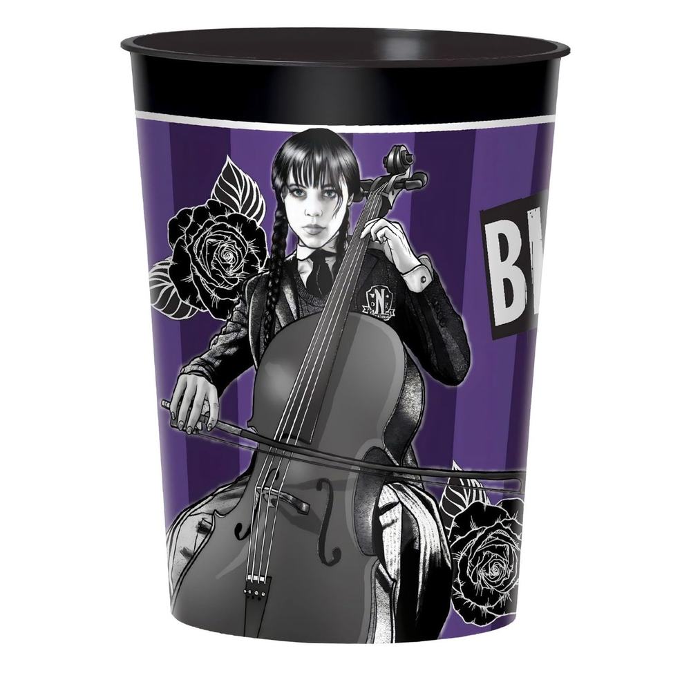 Wednesday Addams Netflix Show Plastic Drinking Cup 16 Oz Amscan Set Of 2 NEW